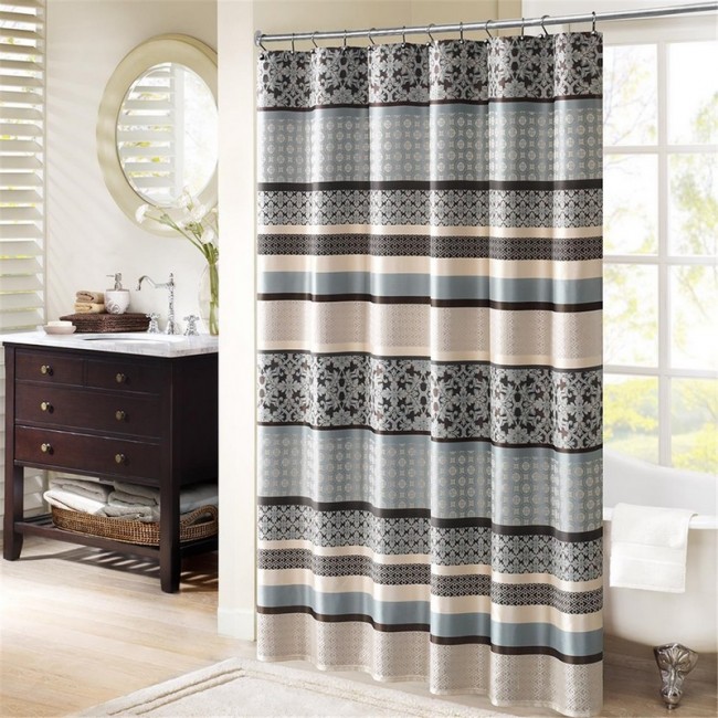 Princeton Jacquard Shower Curtain, Blue - 72 x 72 in.