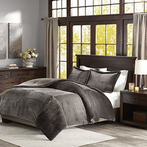 Parker Corduroy Plush Comforter Mini Set, Grey - King & California King