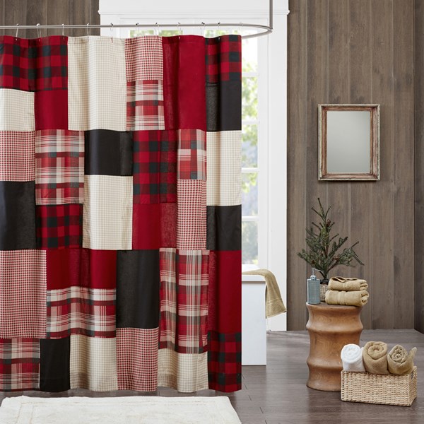 Sunset Cotton Shower Curtain - Red - 72in. x 72in. - Lined - Lodge Style