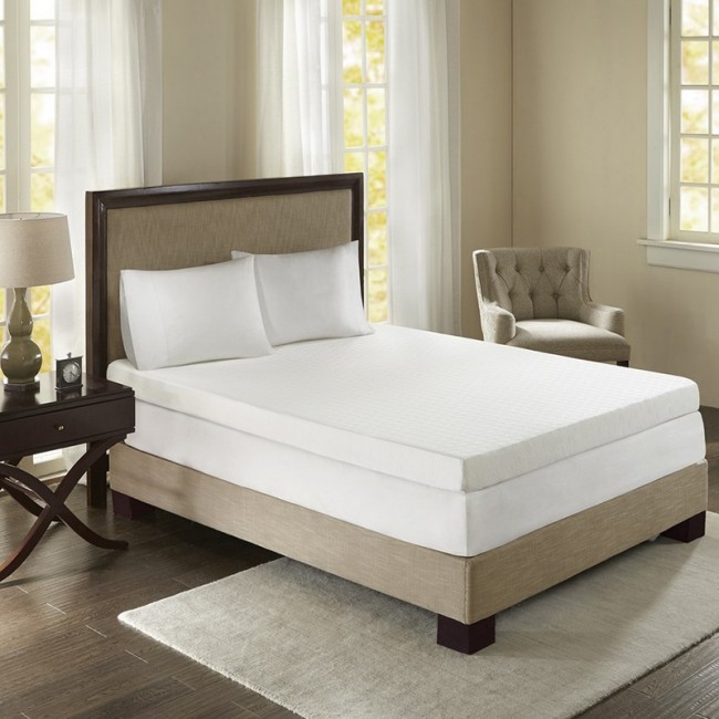 4 in. Memory Foam Mattress Topper, White