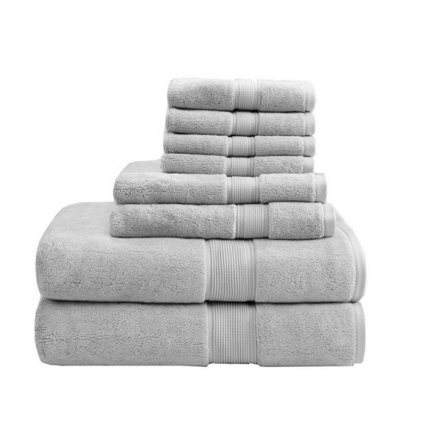 Madison Park  800 GSM Cotton Towel Set - Silver - 8 Piece - Luxuriously Soft & Absorbent