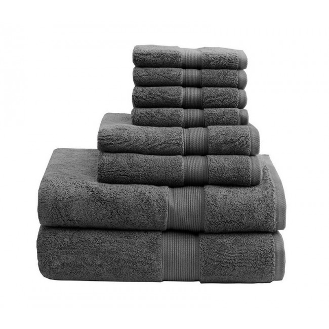 Madison Park  800GSM Cotton Towel Set - Grey - 8 Piece - Spa-Like Quality