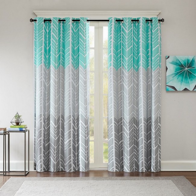 Picture of Intelligent Design ID40-1013 100 Percent Polyester Printed Lined Blackout&#44; Window Panel&#44; Aqua