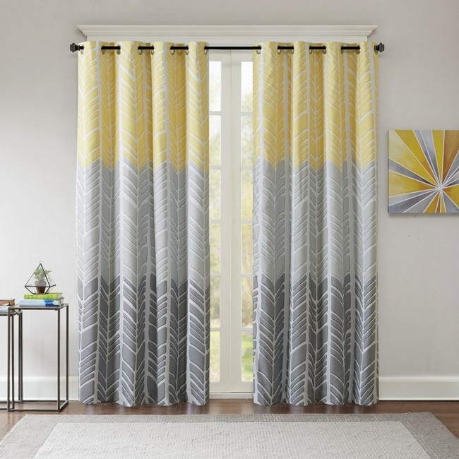 Picture of Intelligent Design ID40-1014 100 Percent Polyester Printed Lined Blackout&#44; Window Panel&#44; Yellow