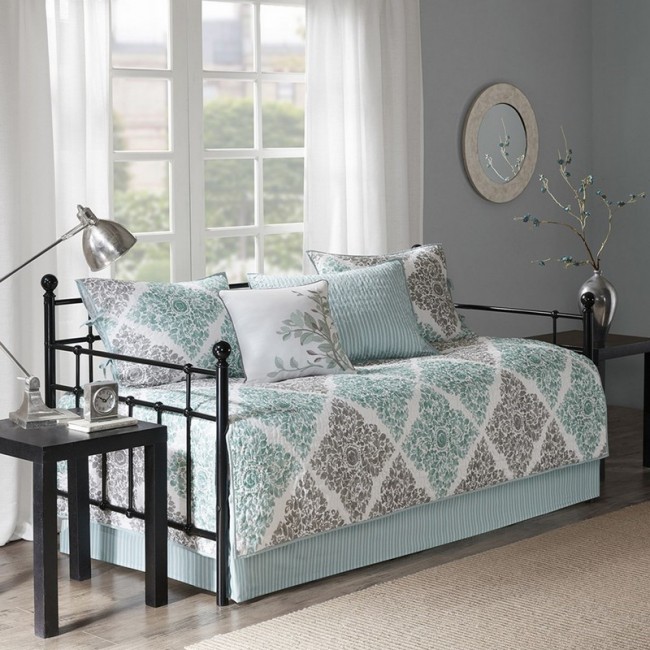 Picture of Madison Park MP13-3972 Claire 6-Piece Daybed Cover Set, Aqua