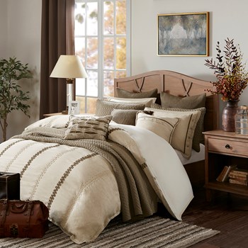 Madison Park  Jacquard 9-Piece Comforter Set - Linen - King - Luxurious Design