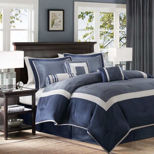 Genevieve 7 Piece Comforter Set - Navy - California King
