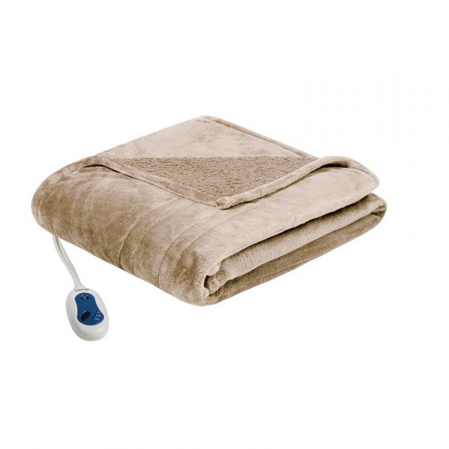 Picture of Beautyrest BR54-0309 60 x 70 in. Heated Microlight to Berber Throw - Beige