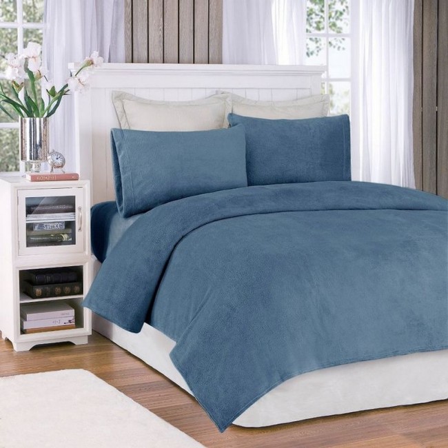 Soloft Plush Sheet Set, Blue - Full
