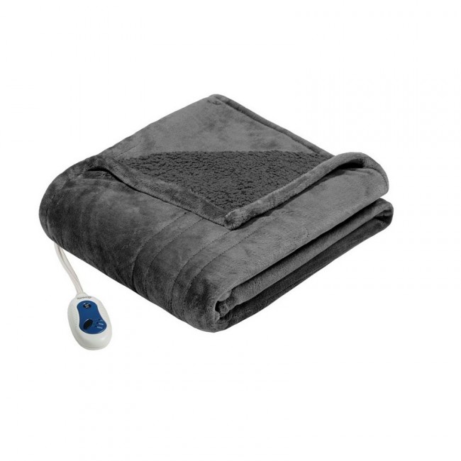 Simmons� Mattresses Beautyrest Microlight Reverse to Berber Oversized Heated Throw - Gray