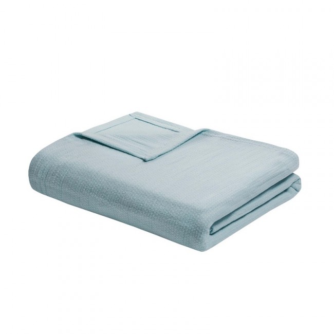 Freshspun Basketweave Cotton Blanket, Blue - King