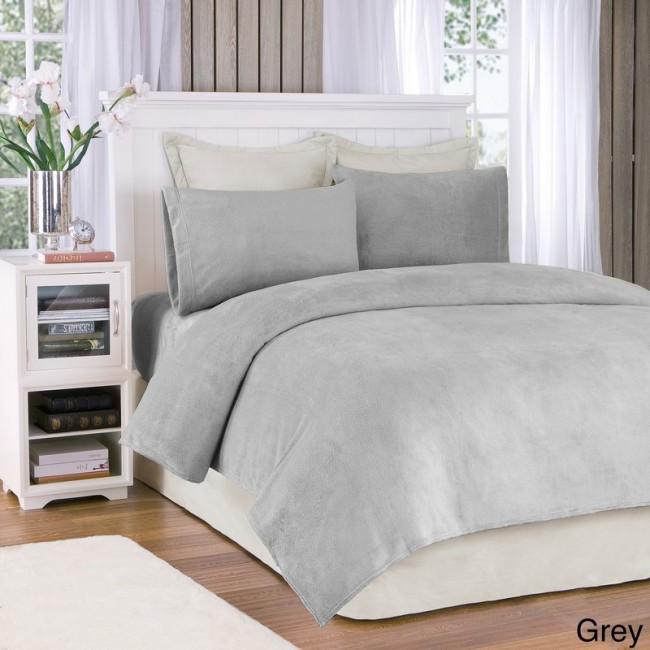 Soloft Plush Sheet Set, Grey - Queen