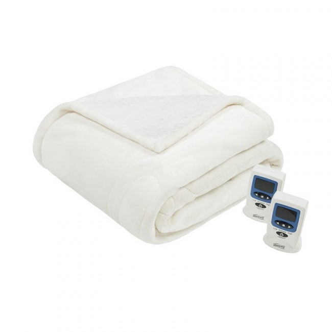 BR54-0650 Heated Microlight to Berber Blanket, Ivory - Twin