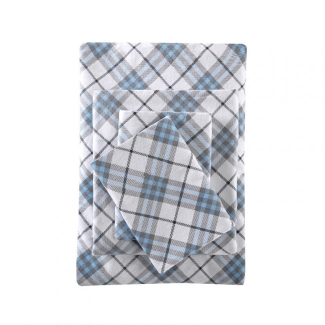 Cozy Flannel Sheet Set - Blue Plaid - Cal King