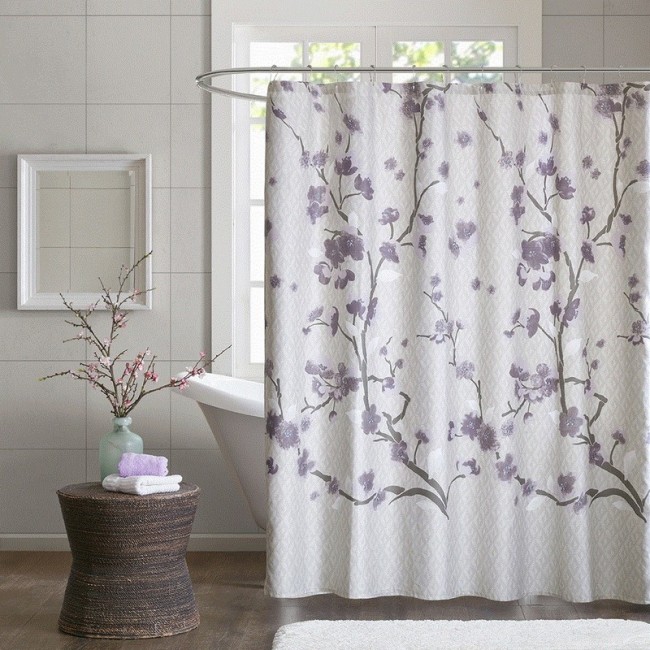 72 x 72 in. Holly Cotton Shower Curtain - Purple