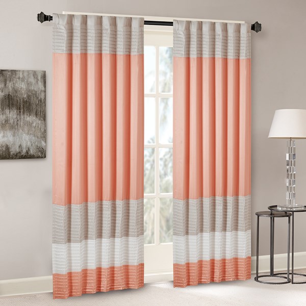 Amherst Pintuck Window Curtain Panel - Coral - 84 in. - Light Filtering