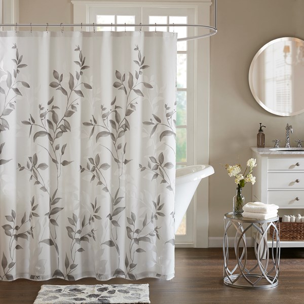 72 x 72 in. Cecily Printed Shower Curtain - Grey