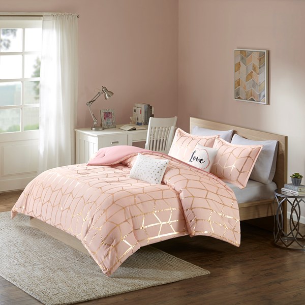 Raina Comforter Set - Blush, Full & Queen Size