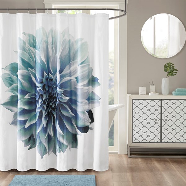 72 x 72 in. Norah 200TC Cotton Percale Shower Curtain - Aqua