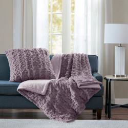 50 x 60 in. Ruched Fur Throw - Lavender