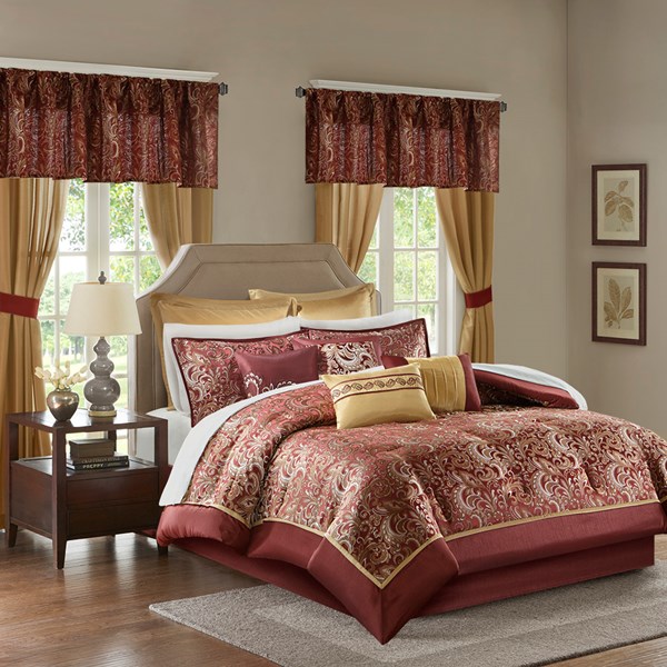 Brystol 24 Piece Room in a Bag - Red, Cal King Size