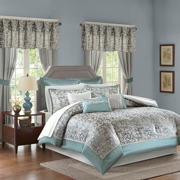 Brystol 24 Piece Room in a Bag - Teal, King Size
