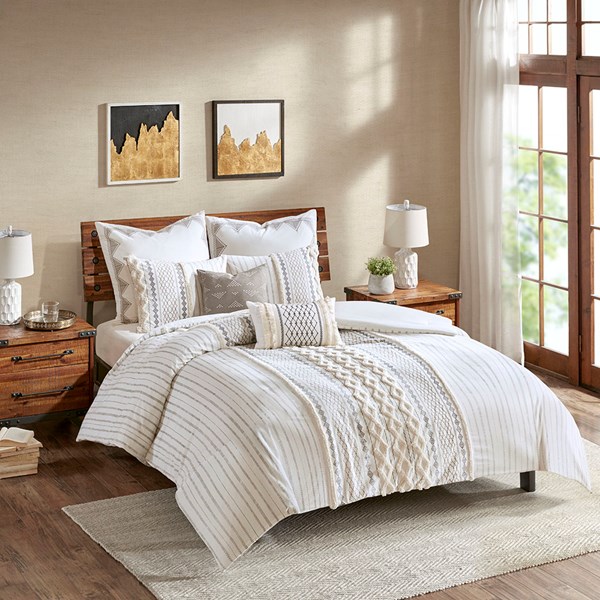 Imani Cotton Comforter Mini Set - Ivory - King Size & Cal King Size