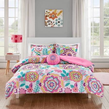 Floral Comforter Set - Pink - Twin & Twin Extra Large - Ultra-Soft Microfiber