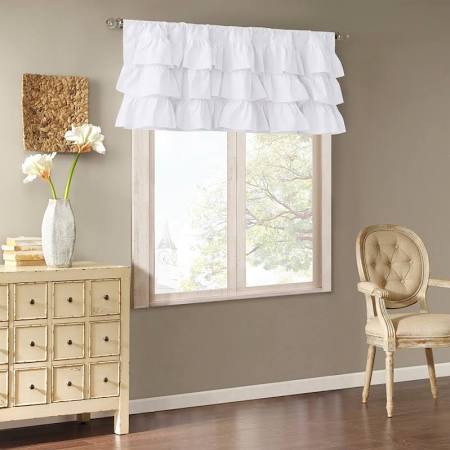Picture of Madison Park MP41-5174 50 x 18 in. Cotton Oversized Ruffle Valance&#44; White