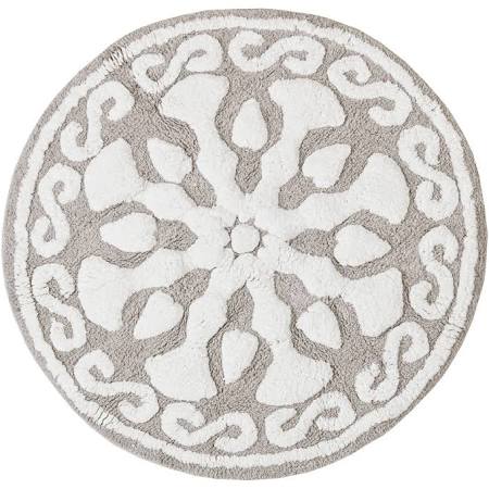 Medallion Cotton Tufted Bath Rug - Grey - 25 in. - Soft & Skid-Resistant
