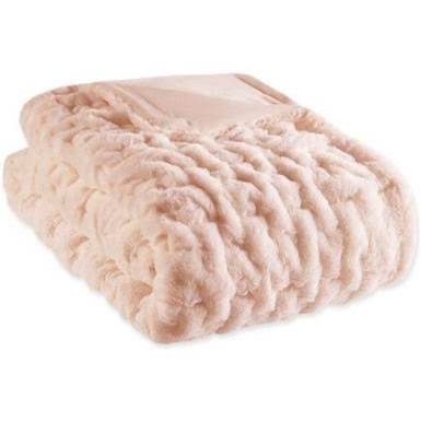 50 x 60 in. Ruched Faux Fur Throw Blanket, Blush