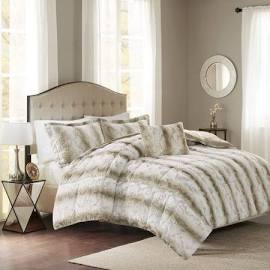 Faux Fur Comforter Set - Sand - Full & Queen - 4 Piece - Luxuriously Soft