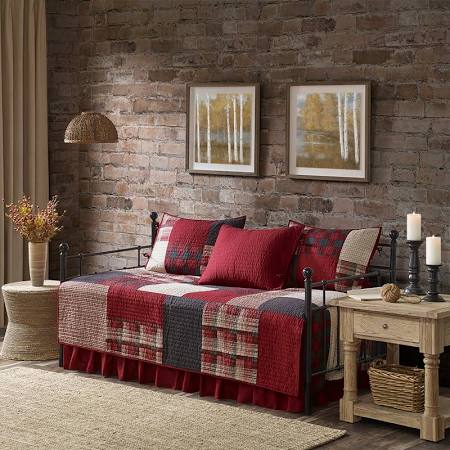 Day Bed Cover Set, Red - 5 Piece