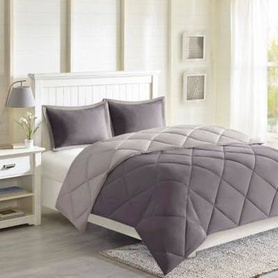 King Reversible Down Alternative Comforter Set - Charcoal & Grey - Soft & Cozy