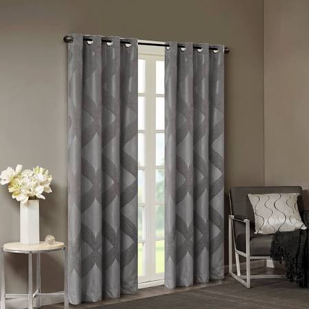 Total Blackout Ogee Panel - Charcoal - 50 x 84 in. - Silver Grommet Top