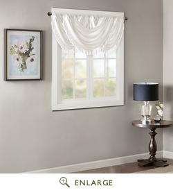 38 x 46 in. Elena Faux Silk Waterfall Embellished Valance, White