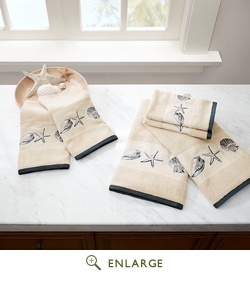 Bayside Embroidered Cotton Jacquard Towel Set - Blue - 6 Piece