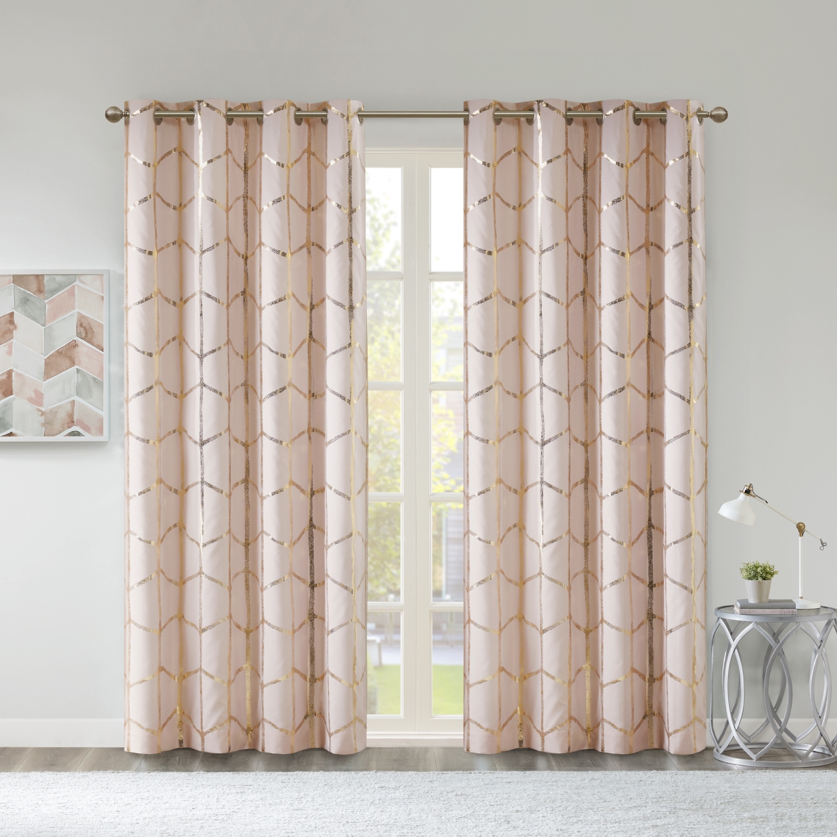 Khloe Total Blackout Metallic Window Panel - Blush - 50 x 84 in. - Energy Efficient