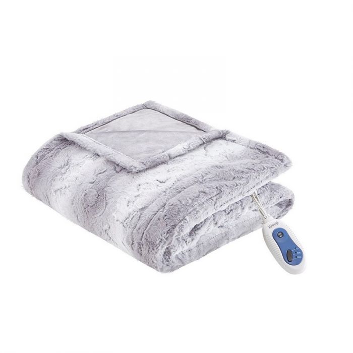 Picture of Beautyrest BR54-0859 50 x 70 in. Zuri Oversized Faux Fur Heated Throw&#44; Grey