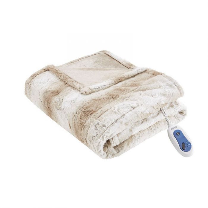 Picture of Beautyrest BR54-0860 50 x 70 in. Zuri Oversized Faux Fur Heated Throw&#44; Sand