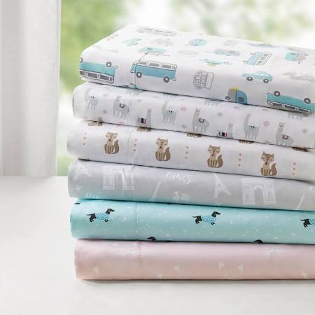 Novelty Printed Sheet Set, Grey & Blue Road Trip - Twin & Extra Large