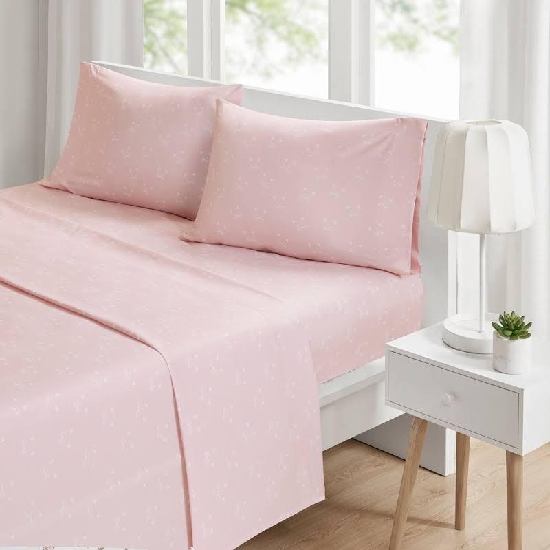 Novelty Printed Microfiber Sheet Set - Pink Cats - Twin & Extra Large