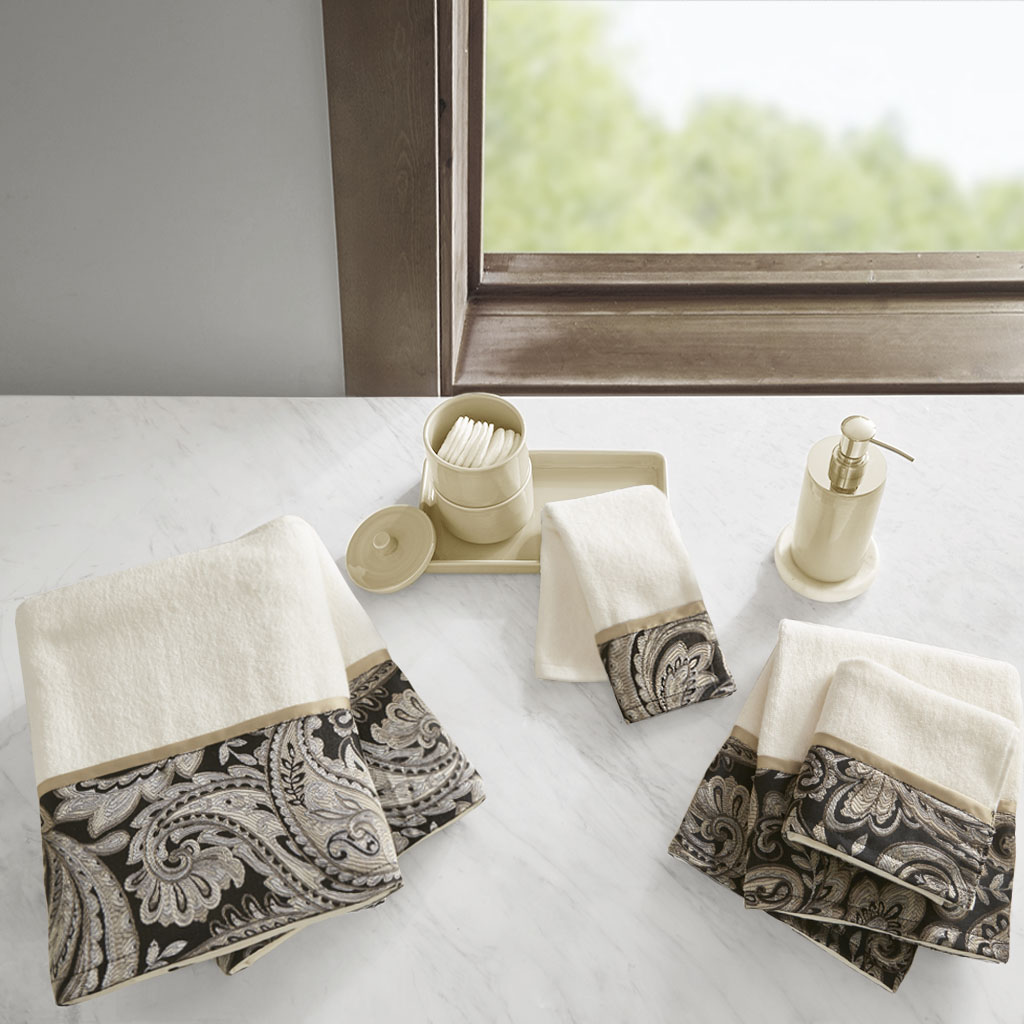 6 Piece Jacquard Towel Set - Black
