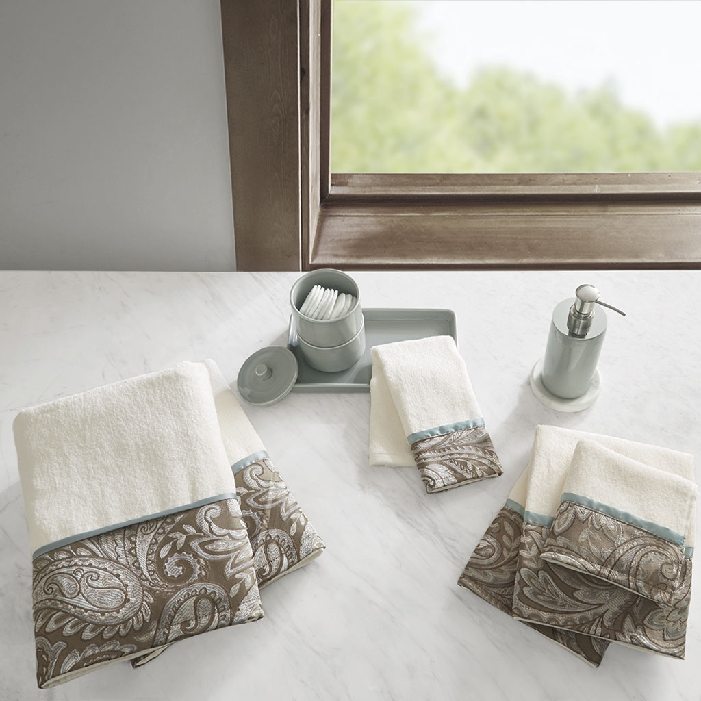 6 Piece Jacquard Towel Set - Blue
