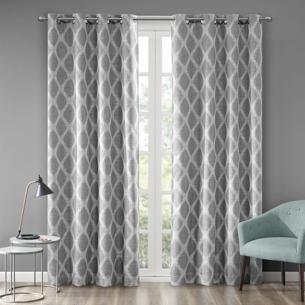 50 x 95 in. Printed Ikat Blackout Panel - Gray