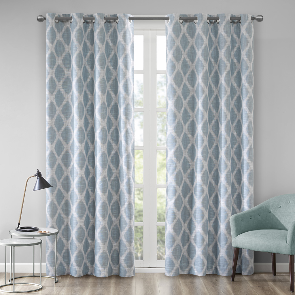 50 x 95 in. Printed Ikat Blackout Panel - Aqua