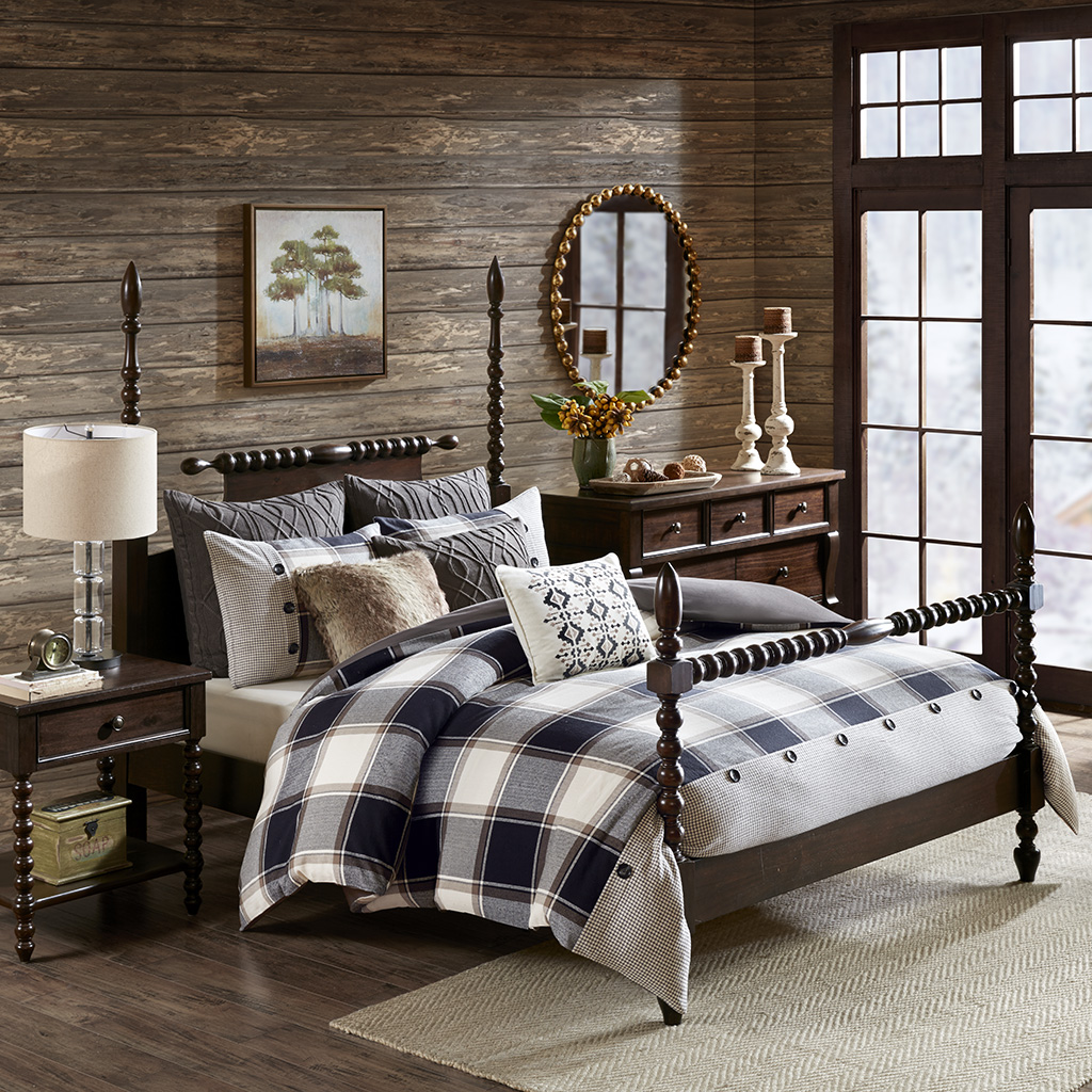 Cotton Jacquard Comforter Set - Brown, Queen Size