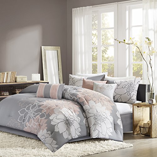 Comforter Set - Gray & Blush, King Size