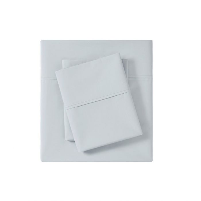 Peached Percale Cotton Sheet Set, Grey - California King