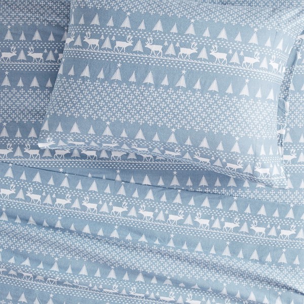 Cozy Flannel Sheet Set - Blue Winter Frost - Queen